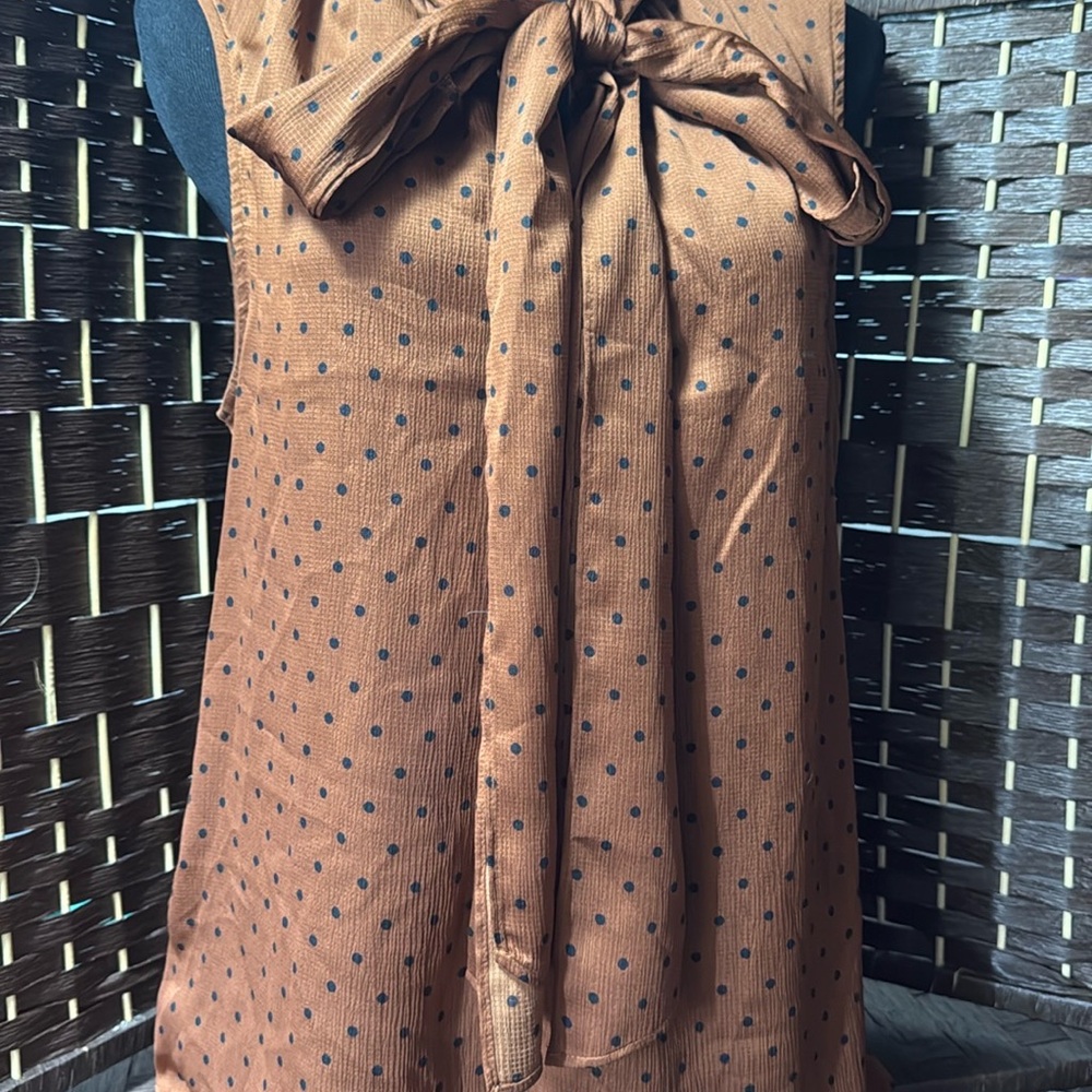 Banana Republic Brown Polka Dot Top Blouse Large
